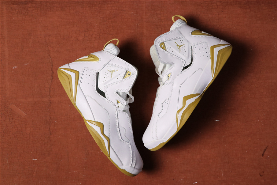Men Air Jordan 7.5 White Yellow Gold Shoes